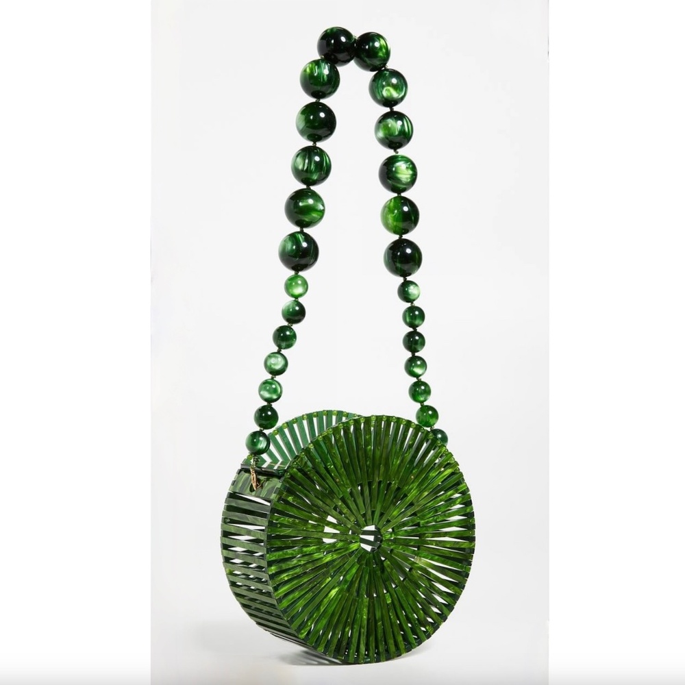 Cult Gaia Luna Round Malachite Acrylic Shoulder Bag New In Box